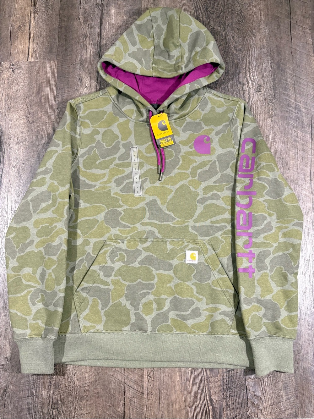 NEW | CARHARTT Relaxed-Fit Midweight Logo Sleeve Graphic Hooded Sweatshirt